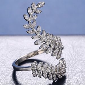 💯 NEW ADJUSTABLE 925 STERLING SILVER DIAMOND RING